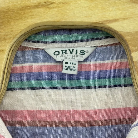 Orvis Striped Linen Blend Sleeveless Button Front‎ Shirt XL Multicolor Summer - Picture 6 of 9